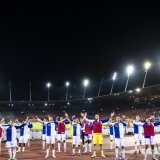 Les joueurs de Grasshopper seront privés de leur stade du Letzigrund pour le match aller "à domicile" de leur barrage pour le maintien en Super League contre Thoune, le 27 mai. KEYSTONE/MICHAEL BUHOLZER